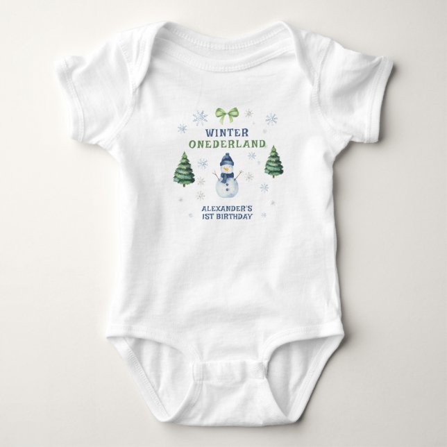 Winter Onederland Snögubbe 1:a födelsedag T Shirt (Framsida)