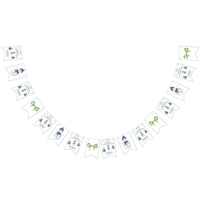 Winter Onederland Snögubbe 1:a födelsedag Vimplar (Alla)