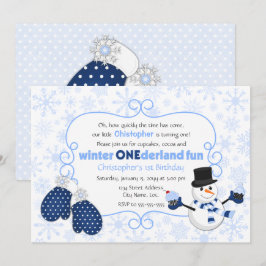 Winter ONEderland Snögubbe Birthday Inbjudningar