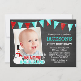 Winter Onederland Snögubbe Boy 1st Birthday Inbjudningar