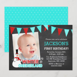 Winter Onederland Snögubbe Boy 1st Birthday Inbjudningar