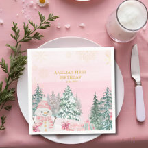 Winter ONEderland Snögubbe Girl 1st Birthday Rosa