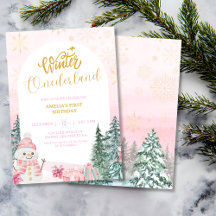 Winter ONEderland Snögubbe Girl 1st Rosa Birthday