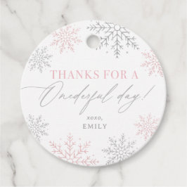 Winter Onederland Snowflake 1:a födelsedagen Gåvor Etiketter