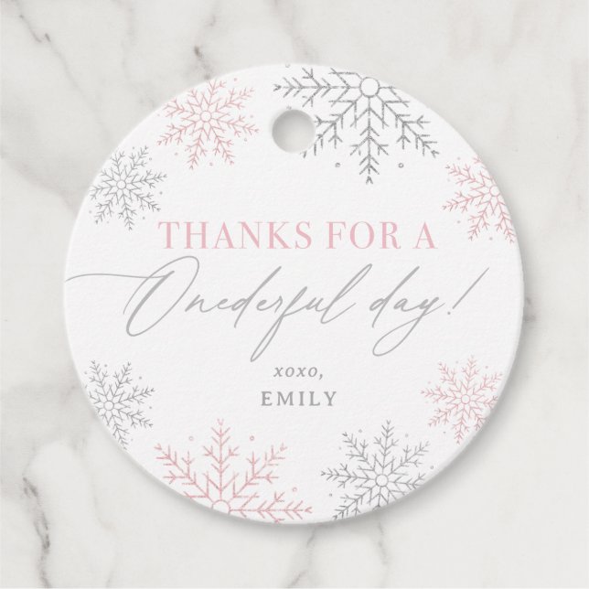 Winter Onederland Snowflake 1:a födelsedagen Gåvor Etiketter (Framsida)