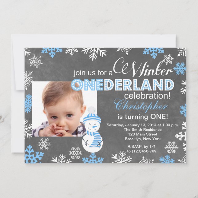 Winter ONEderland Snowflake 1st Birthday Inbjudan (Framsida)