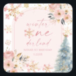 Winter Onederland Snowflake 1st Birthday Party Fyrkantigt Klistermärke<br><div class="desc">Det här är "Winter Onederland Rosa Snowflake 1st Birthday Party Favor Stickers"!</div>