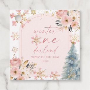 Winter Onederland Snowflake 1st Birthday Party Gåvor Etiketter