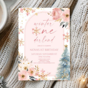Winter Onederland Snowflake 1st Birthday Party Inbjudningar