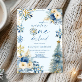 Winter Onederland Snowflake 1st Birthday Party Inbjudningar