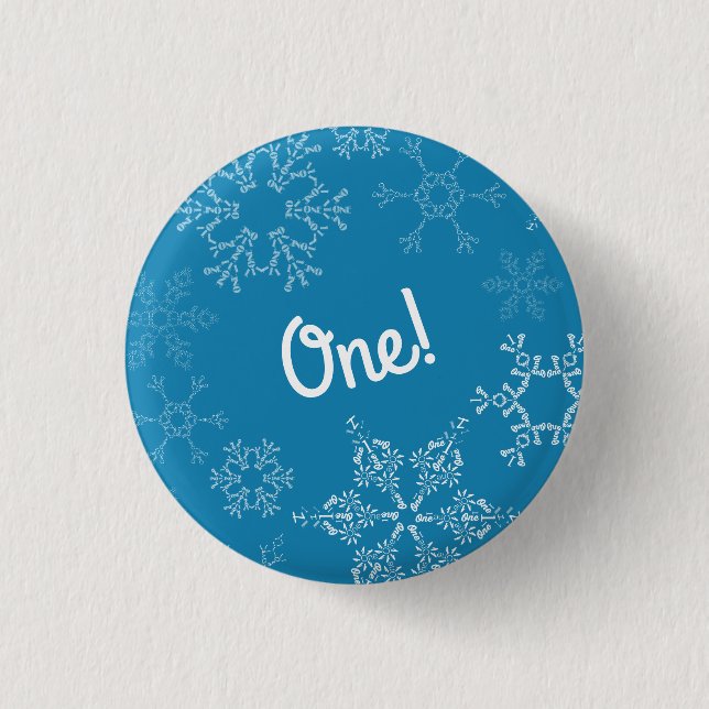 Winter Onederland Snowflake 1st Birthday Party Knapp (Framsida)