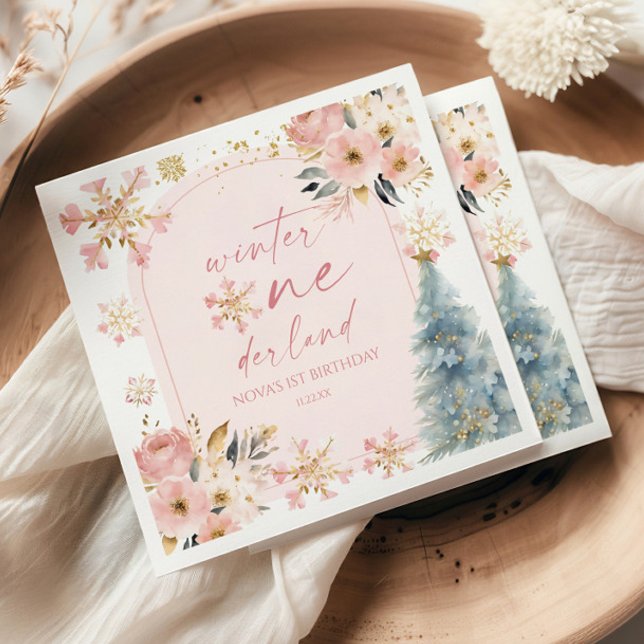 Winter Onederland Snowflake 1st Birthday Party Pappersservett (Skapare uppladdad)