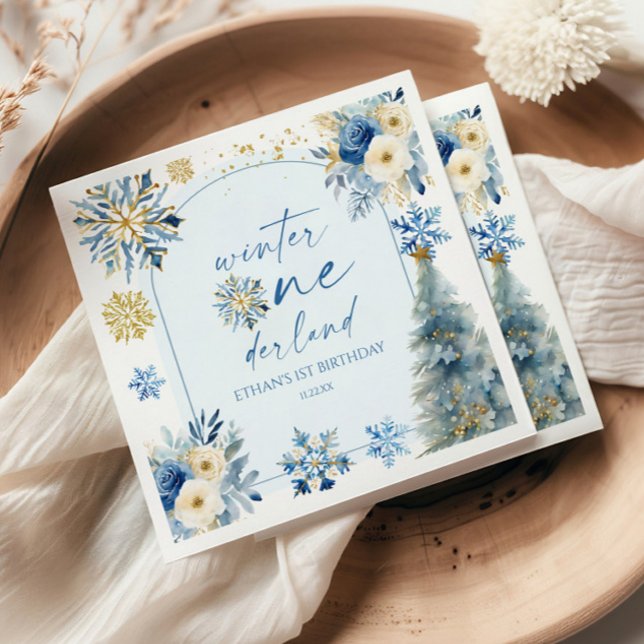 Winter Onederland Snowflake 1st Birthday Party Pappersservett (Skapare uppladdad)