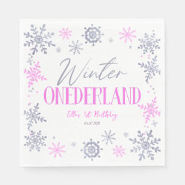 Winter ONEderland Snowflake 1st Birthday Party Pappersservett