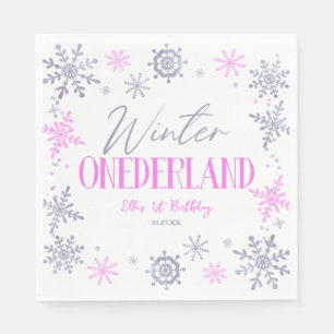 Winter ONEderland Snowflake 1st Birthday Party Pappersservett