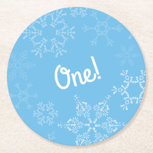 Winter Onederland Snowflake 1st Birthday Party Underlägg Papper Rund