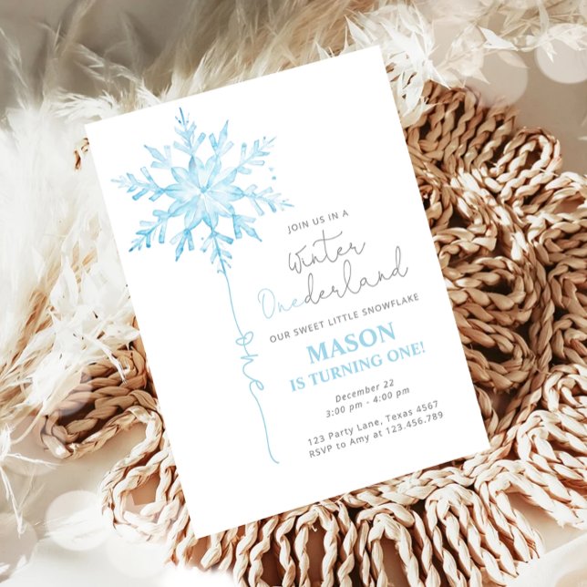 Winter ONEderland Snowflake Boy First Birthday Inbjudningar (Skapare uppladdad)