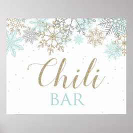 Winter Onederland Snowflake chili Pub Sign Poster