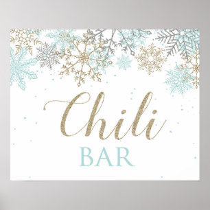 Winter Onederland Snowflake chili Pub Sign Poster
