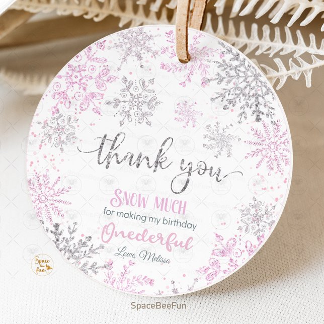 Winter ONEderland Snowflake-födelsedag Gåvor Etiketter (Winter ONEderland snowflake birthday favor tags, snowflake birthday favor tags, winter wonderland pa)