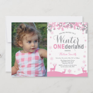 Winter Onederland Snowflake Girl 1st Birthday Inbjudningar