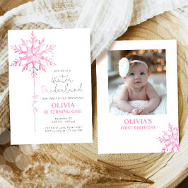 Winter ONEderland Snowflake Girl First Birthday Inbjudningar