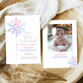 Winter ONEderland Snowflake Girl First Birthday Inbjudningar