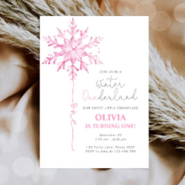 Winter ONEderland Snowflake Girl First Birthday Inbjudningar