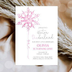 Winter ONEderland Snowflake Girl First Birthday Inbjudningar