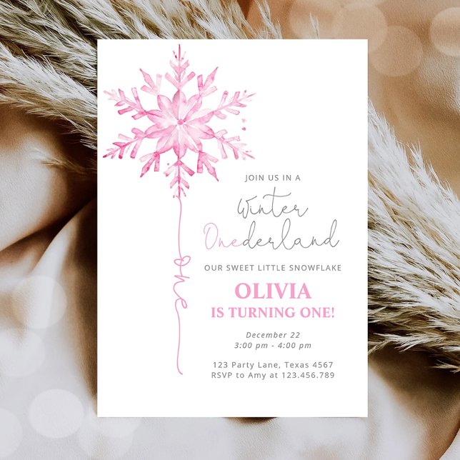 Winter ONEderland Snowflake Girl First Birthday Inbjudningar (Skapare uppladdad)