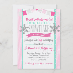 Winter ONEderland Snowflake Investigation Girl Inbjudningar