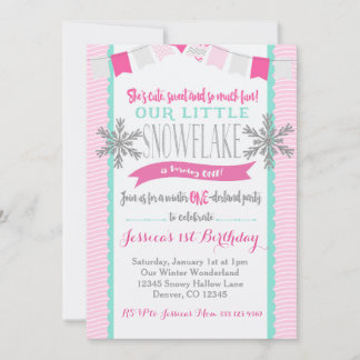Winter ONEderland Snowflake Investigation Girl Inbjudningar