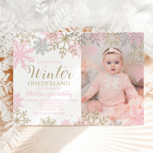 Winter ONEderland Snowflake Photo Inbjudan
