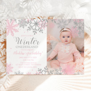 Winter ONEderland Snowflake Photo Inbjudan