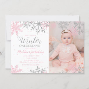 Winter ONEderland Snowflake Photo Inbjudan