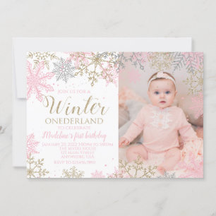 Winter ONEderland Snowflake Photo Inbjudan