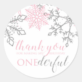 Winter Onederland Snowflake Sticker Runt Klistermärke