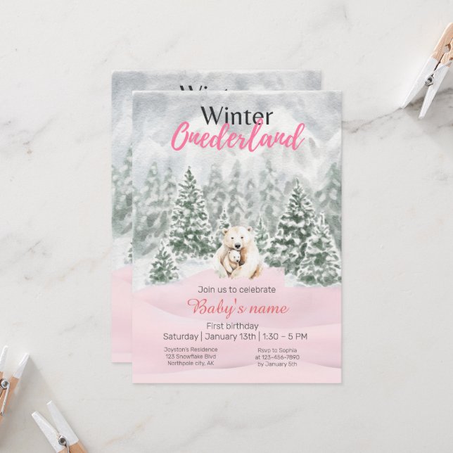 Winter Onederland: Snowy Forest Inbjudningar (Fram/Back In Situ)