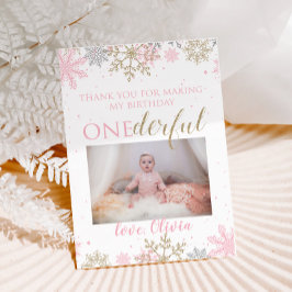 Winter ONEderland Tack Photo Card Snöflingor Kort