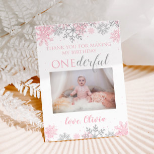 Winter ONEderland Tack Photo Card Snöflingor Kort