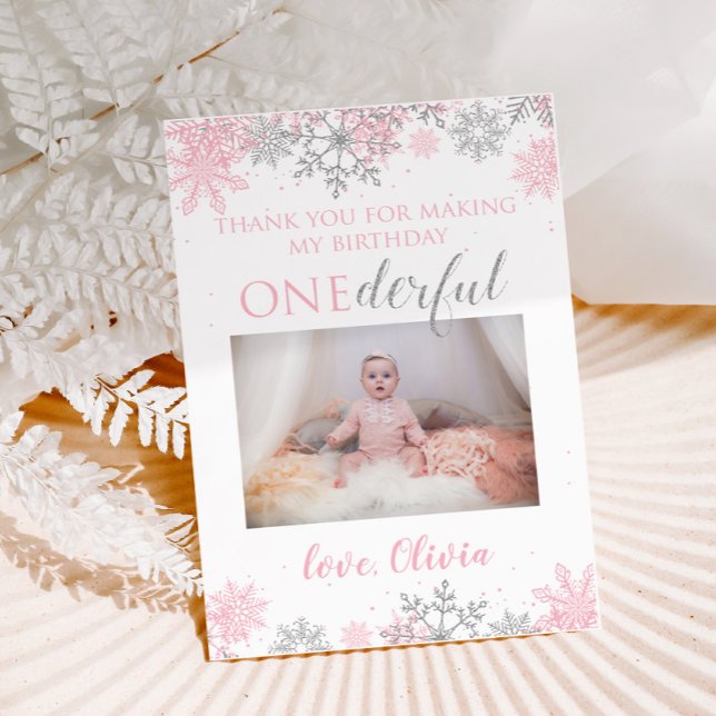 Winter ONEderland Tack Photo Card Snöflingor Kort (Skapare uppladdad)