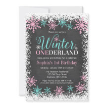 Winter ONEderland Teal Chalkboard 1:a födelsedag