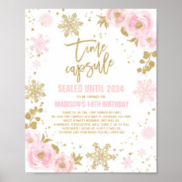 Winter ONEderland-tid Kapsel Rosa och Guld Poster