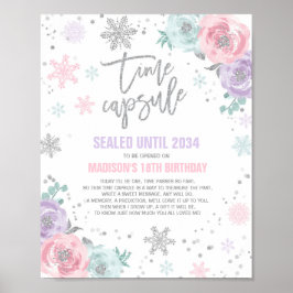 Winter ONEderland-tid Kapsel Rosa och Silver Poster