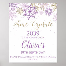 Winter ONEderland Time Capsule Sign Lila Guld Poster
