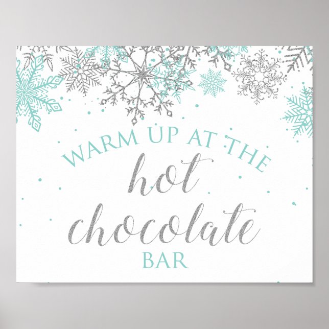 Winter Onederland Turkos + Silver Varm Kakao Bar Poster (Framsidan)