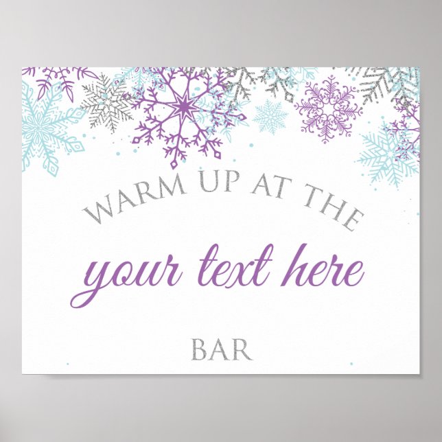Winter Onederland Warm Up, redigerbar Lila Poster (Framsidan)