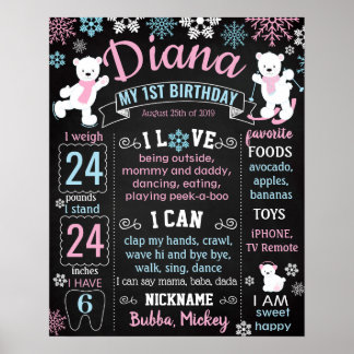 Winter Onederland Wonderland Snöflingor Birthday Poster
