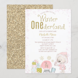 Winter Onederland Woodland 1:a födelsedagen Inbjudningar
