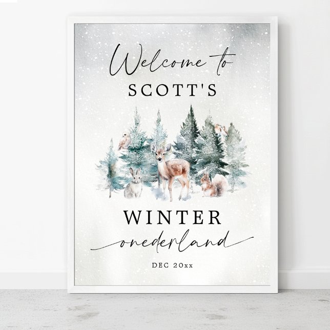 Winter ONEderland Woodland 1st Birthday Welcome Poster (Skapare uppladdad)